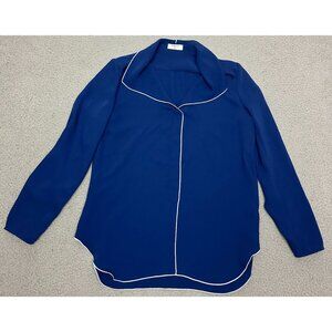 Babaton Long Sleeve Button Shirt Blue White Pajama Top Style‎